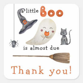 Adesivo Quadrado Pequeno fantasma - obrigado chá de fraldas