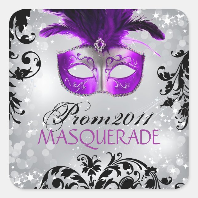 Adesivo Quadrado Pequeno - Mascarada clássico (Frente)