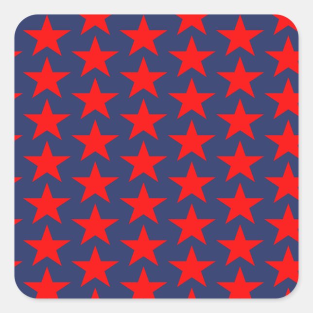 Adesivo Quadrado Pequeno Padrão de Estrelas Vermelhas (Frente)