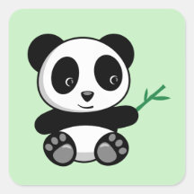 Pequeno Panda Bonito com um Bambu Verde