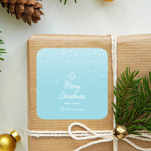 Adesivo Quadrado Pequeno Pastel Azul Neve Feliz Natal