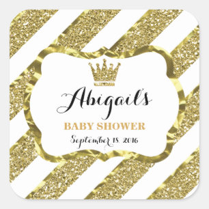 Adesivo Quadrado Pequeno Príncipe Sticker, Faux Dourado Glitter & F