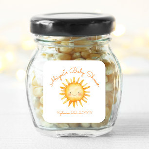 Adesivo Quadrado Pequeno Raio de Sol Cute Baby Shower