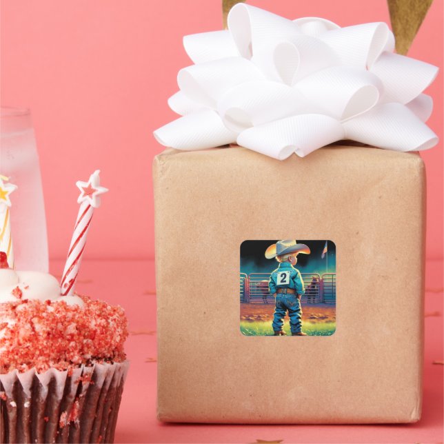 Adesivo Quadrado Pequeno Vaqueiro em Rodeo Fence American Flag Hors (Festa)