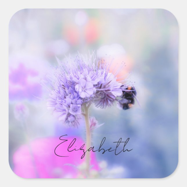 Adesivo Quadrado Pequeno Vinheta de Abelhas (Frente)