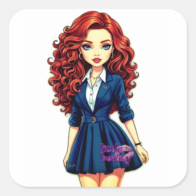 Adesivo Quadrado Pequeno Vinheta de Beleza (Frente)