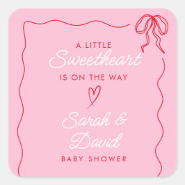 Adesivo Quadrado Pequenos Namorados Suecos Chá de fraldas Vermelho 