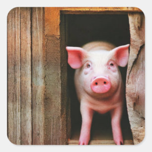 Adesivo Quadrado Pequenos Pigões Bonitos