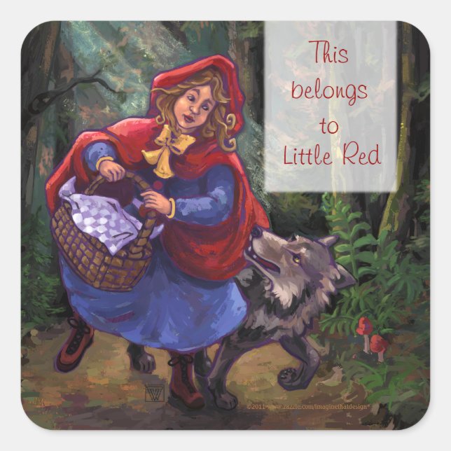 Adesivo Quadrado Pequenos Vinhetas De Cabelo Vermelho (Frente)