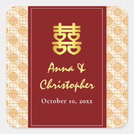 Adesivo Quadrado Peranakan tradicional do casamento chinês