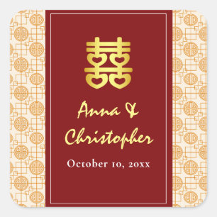 Adesivo Quadrado Peranakan tradicional do casamento chinês