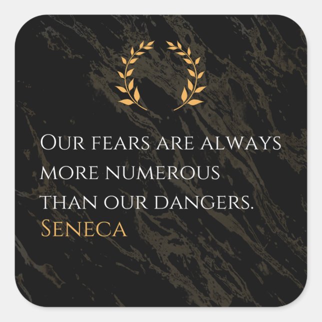 Adesivo Quadrado Percepção do Seneca: Medos comparados aos perigos  (Frente)