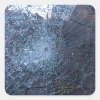 Adesivo Quadrado Perdido — com vidro quebrado e mapa