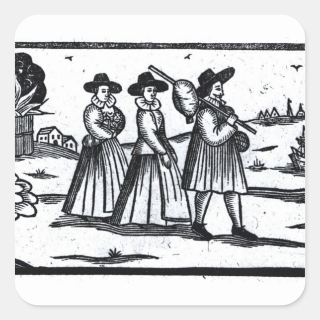 Adesivo Quadrado Peregrinos marcharam no Mayflower (Frente)