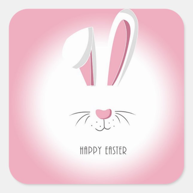 Adesivo Quadrado Perfeito Felz pascoa Rosa Bunny (Frente)