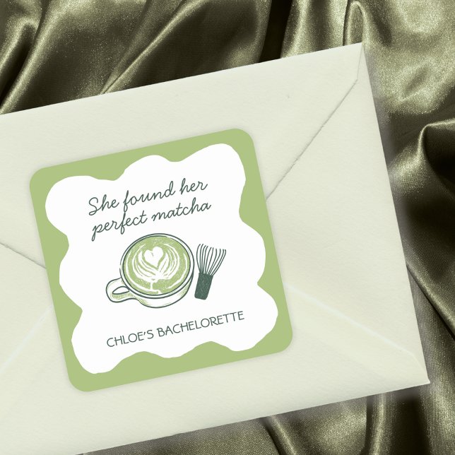 Adesivo Quadrado Perfeito Matcha Green Tea Bachelorette (Perfect Matcha Green Tea Bachelorette Square Sticker)