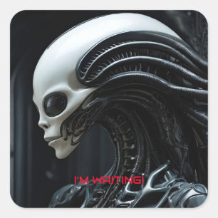 Adesivo Quadrado Perfil de Alienígena de espaço