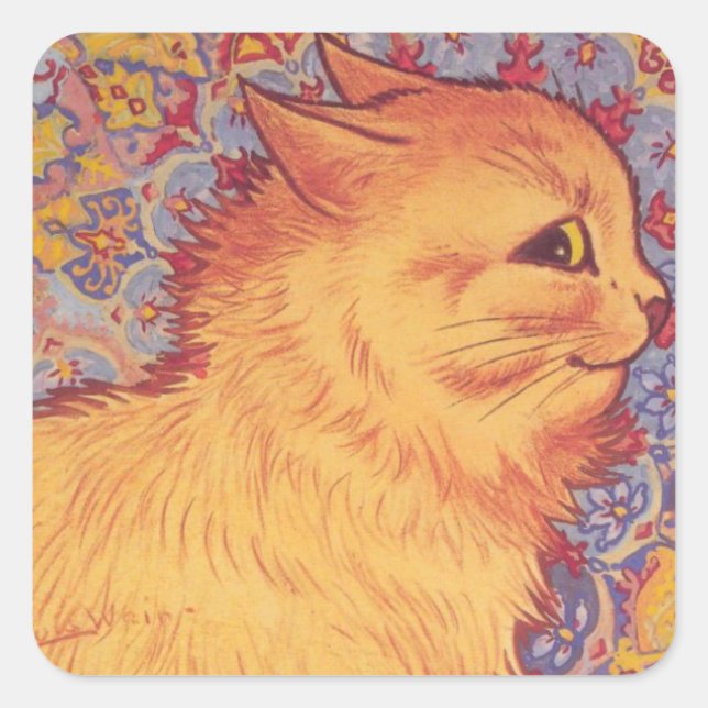 Adesivo Quadrado Perfil de Cat por Louis Wain (Frente)