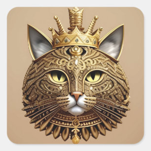 Adesivo Quadrado Perfil de Gato Real