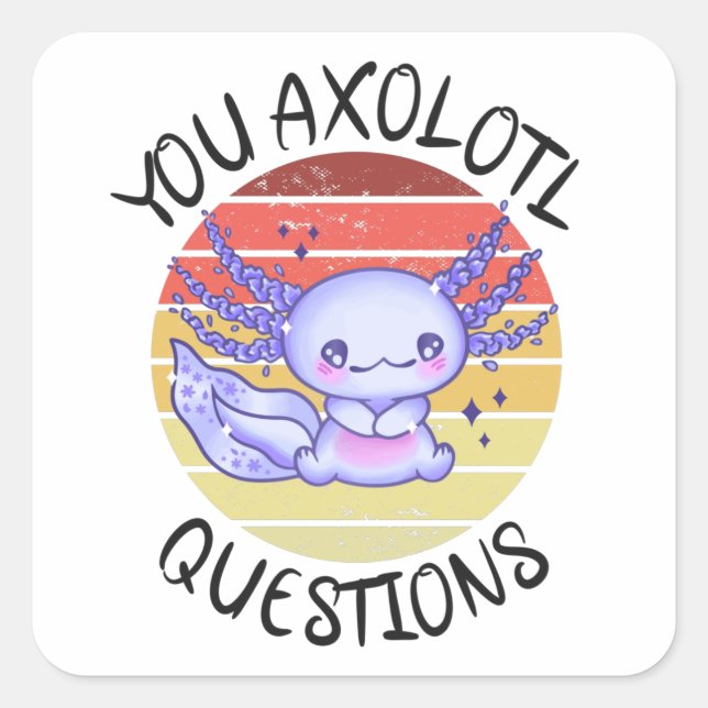 Adesivo Quadrado Perguntas axolotl (Frente)