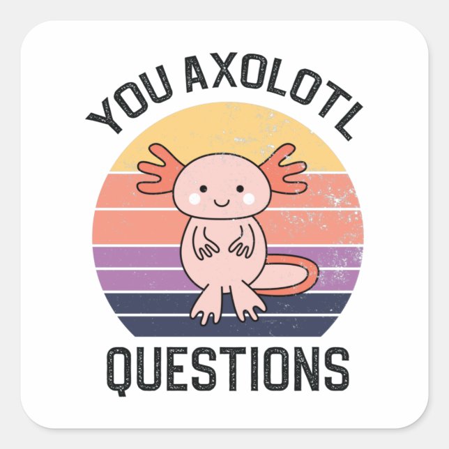 Adesivo Quadrado Perguntas sobre o Axolotl (Frente)
