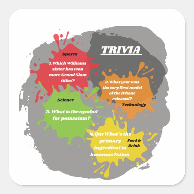 Adesivo Quadrado Perguntas sobre Trivia (Frente)