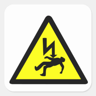 Adesivo Quadrado Perigo do símbolo de choque eléctrico