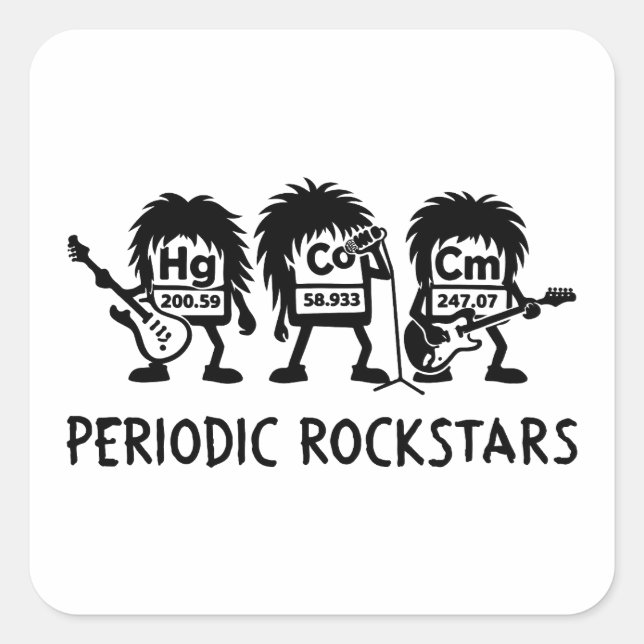 Adesivo Quadrado Periodic Rockstars Chemistry Humor (Frente)