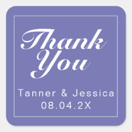 Adesivo Quadrado Periwinkle & White Modern Minimalist Obrigado