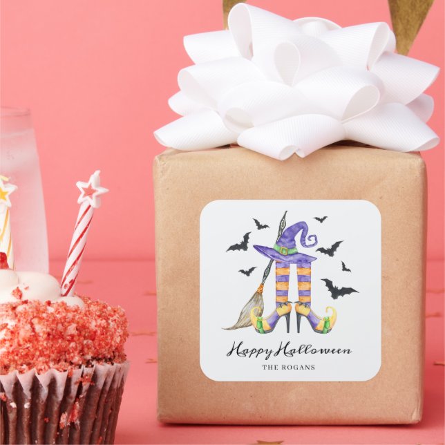 Adesivo Quadrado Pernas e Chapéu das Bruxas do Halloween (Festa)