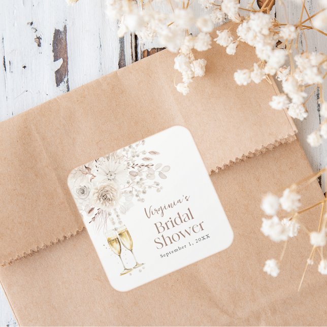 Adesivo Quadrado Pérolas e Prosecco (Pearls and Prosecco Square Sticker
)