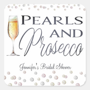 Adesivo Quadrado Pérolas e Prosecco Chá de Noiva