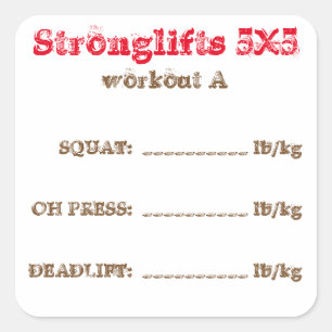 Adesivo Quadrado Perseguidor de Stronglifts 5x5 - exercício A.