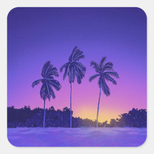 Adesivo Quadrado Perseguir o Sol – Vibração do Pôr do Sol da Palmei