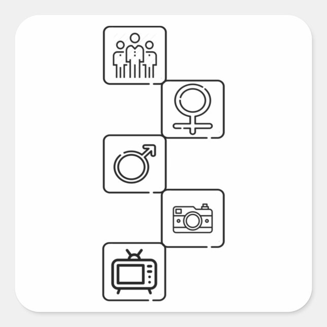 Adesivo Quadrado Person Woman Man Camera TV Donald Trump Cognitive  (Frente)