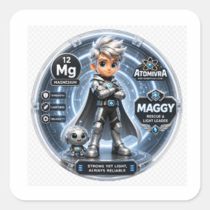 Adesivo Quadrado Personagem ATOMIVRA Magnésio