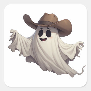Adesivo Quadrado Personagem de Fantasma Cowboy para Diversão Wester