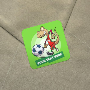 Adesivo Quadrado Personagem de jogador de futebol Gecko Adicione o