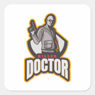 Adesivo Quadrado Personagem de Jogos Emblema de Jogos Logotipo de J