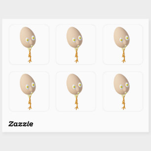 Adesivo Quadrado Personagem de Ovo Excêntrico RG & RA Design Fofo