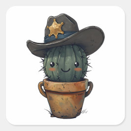 Adesivo Quadrado Personagem Xerife Cacto