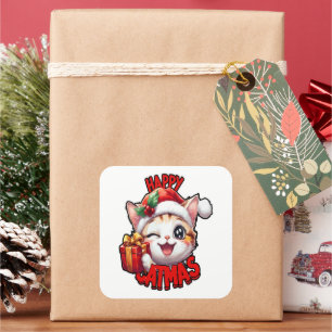 Adesivo Quadrado Personagens Ho Ho Ho Letreiro Festivo