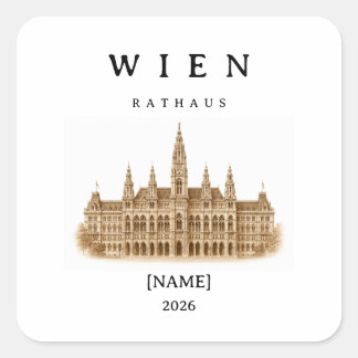 Adesivo Quadrado Personalisierte Wien Rathaus | Name & Jahr