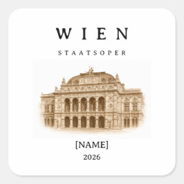 Adesivo Quadrado Personalisierte Wien Staatsoper | Name & Jahr