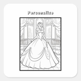 Adesivo Quadrado Personalização da Princesa de Cor