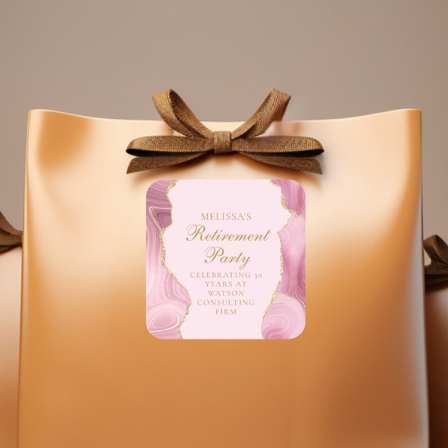 Adesivo Quadrado Personalização de Agregação Dourada Rosa do Partid (Criador carregado)