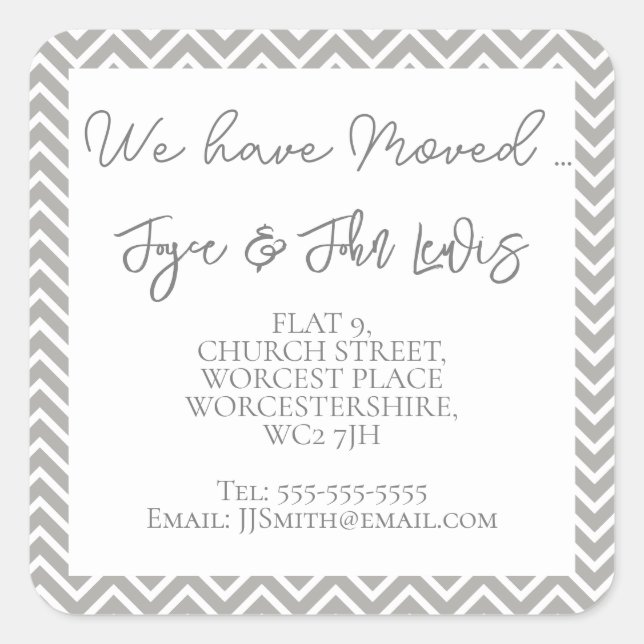 Adesivo Quadrado Personalização de Mudança de cinza Chevron para Ad (Frente)