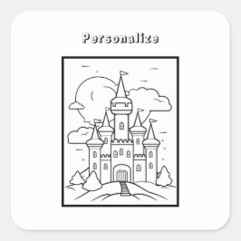 Adesivo Quadrado Personalização do Castelo de Cor