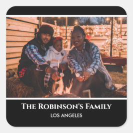 Adesivo Quadrado Personalizada sua foto em quadro preto com texto