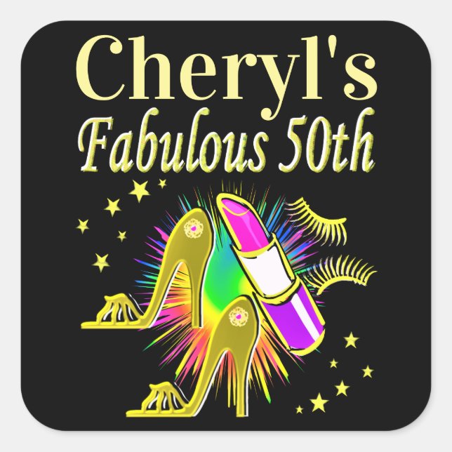 ADESIVO QUADRADO PERSONALIZADO 50 E DIVA FABULOSA (Frente)